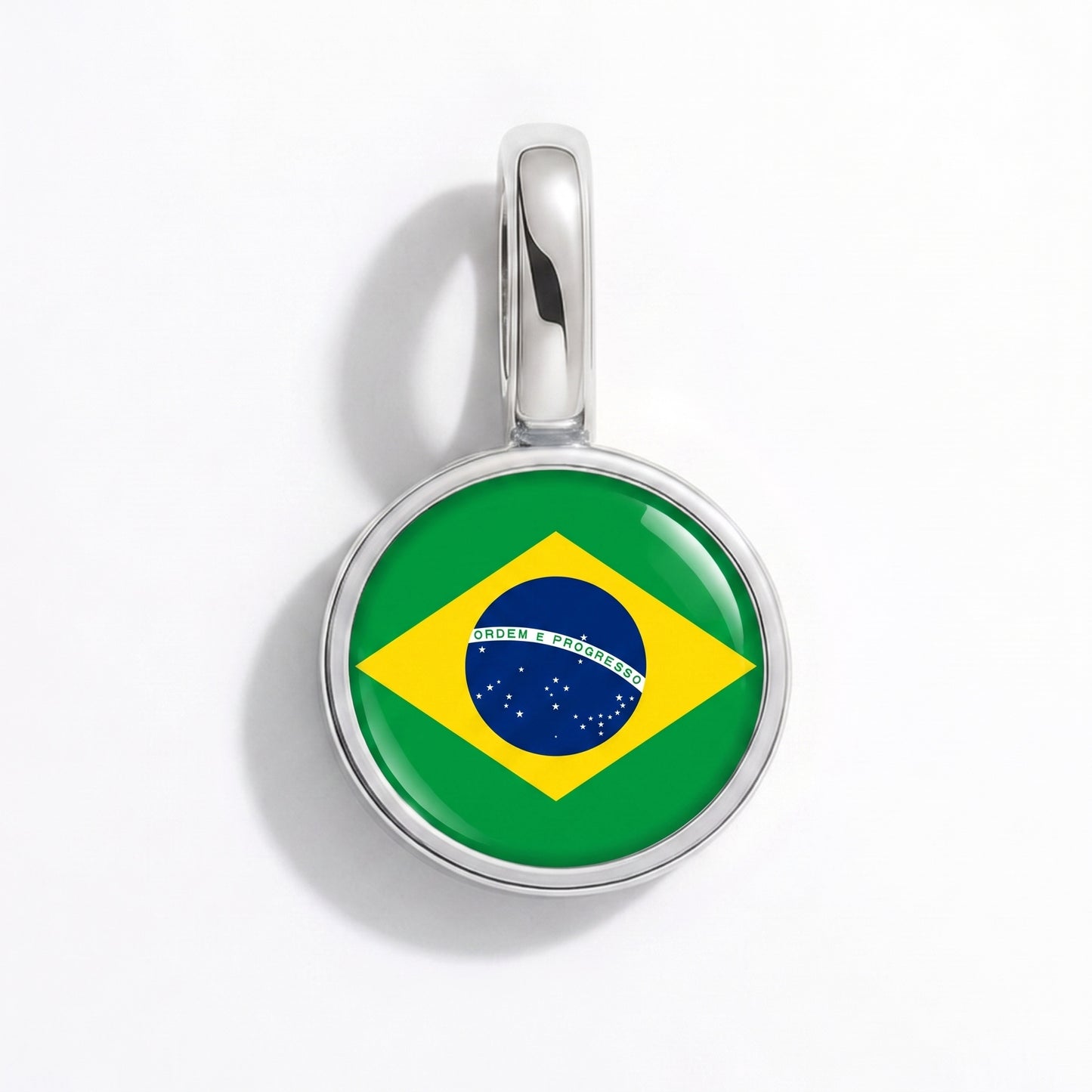 Flaggcharm Brasilien – rund silver