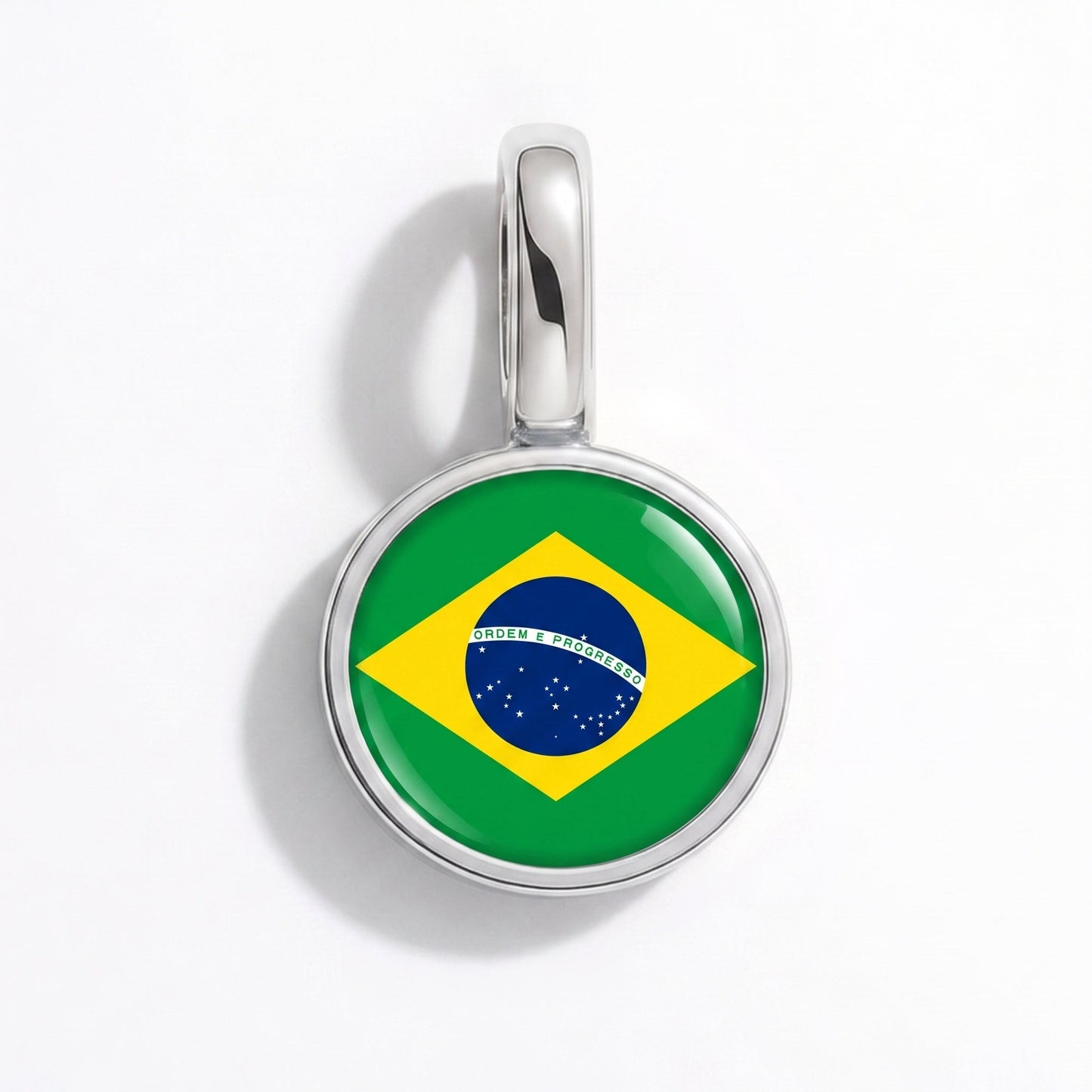 Flaggcharm Brasilien – rektangulär silver