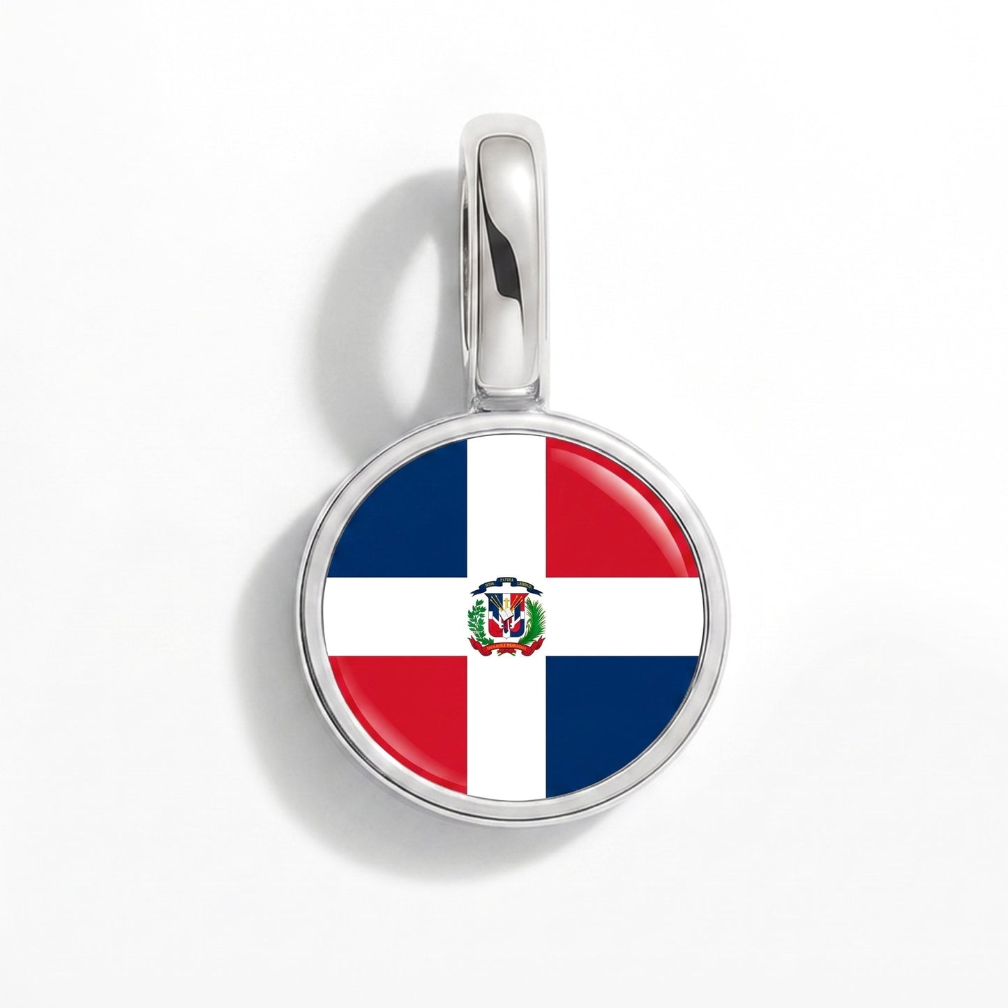 Flaggcharm Dominikanska republiken – rektangulär silver