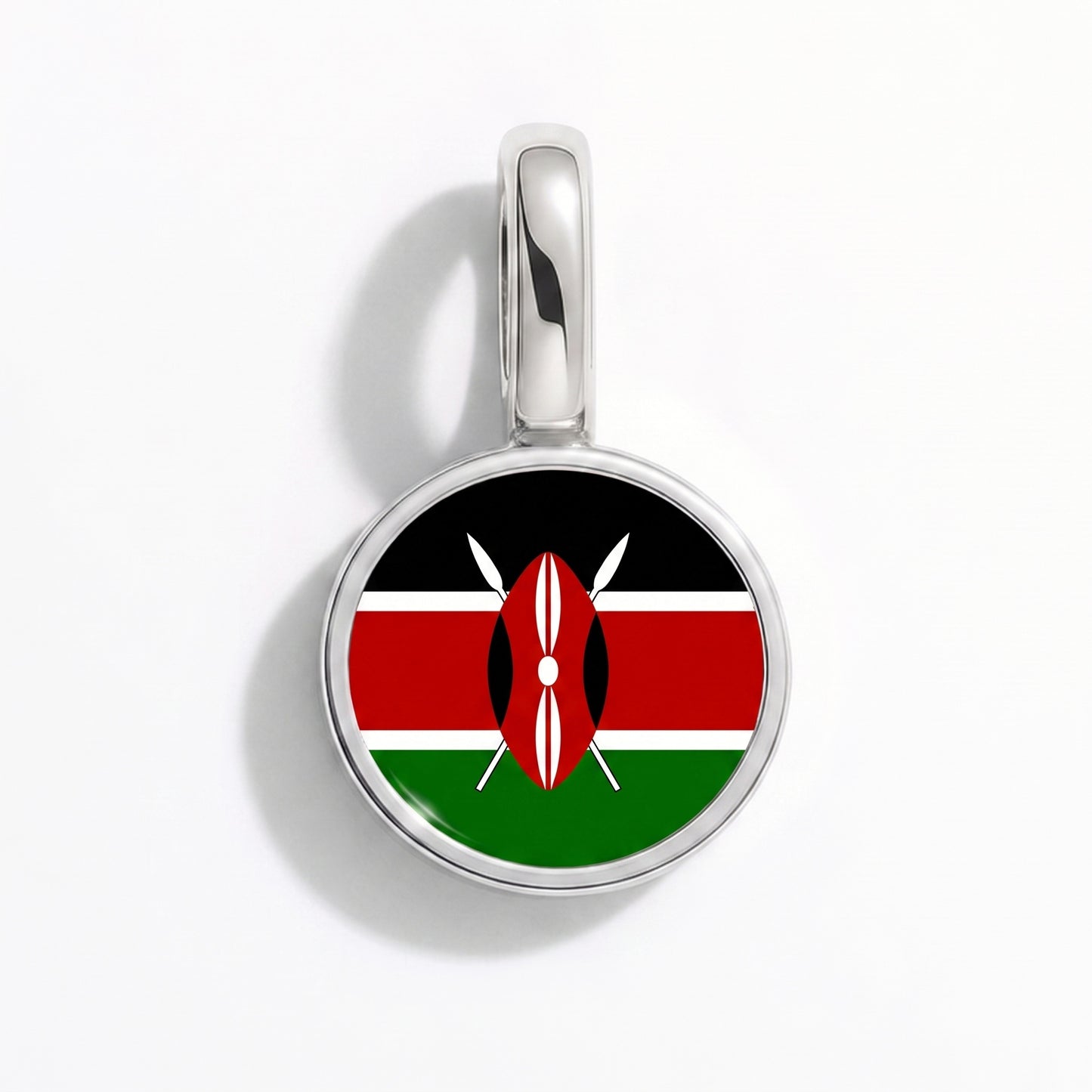 Flaggcharm Kenya – rund silver