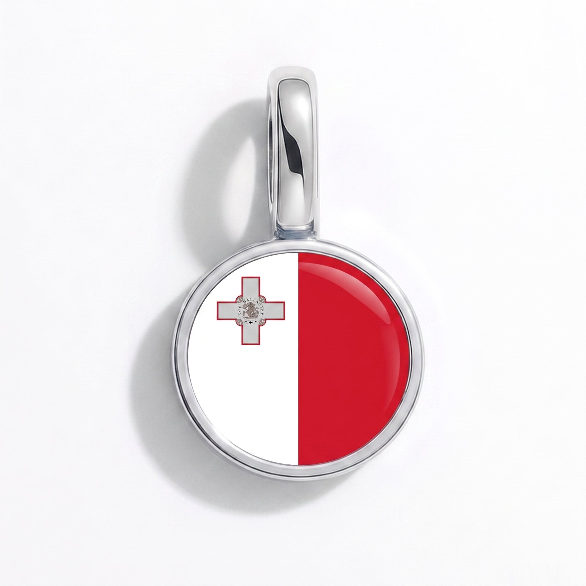 Flaggcharm Malta – rund silver