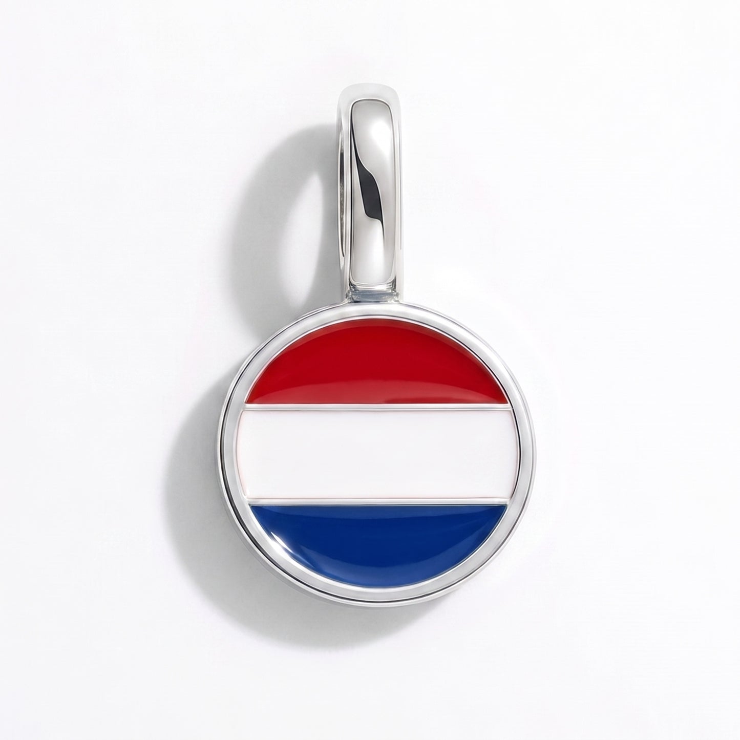 Flaggcharm Nederländerna – rund silver