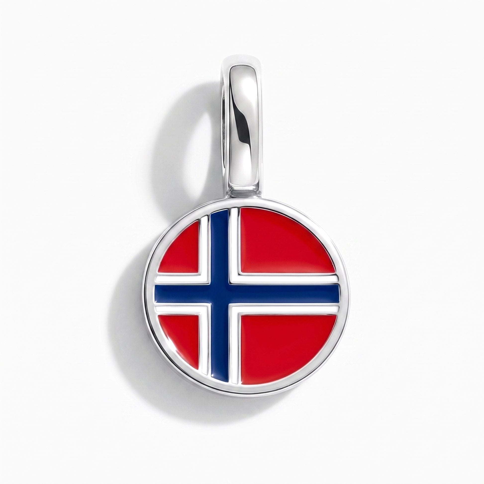 Flaggcharm Norge – rund silver