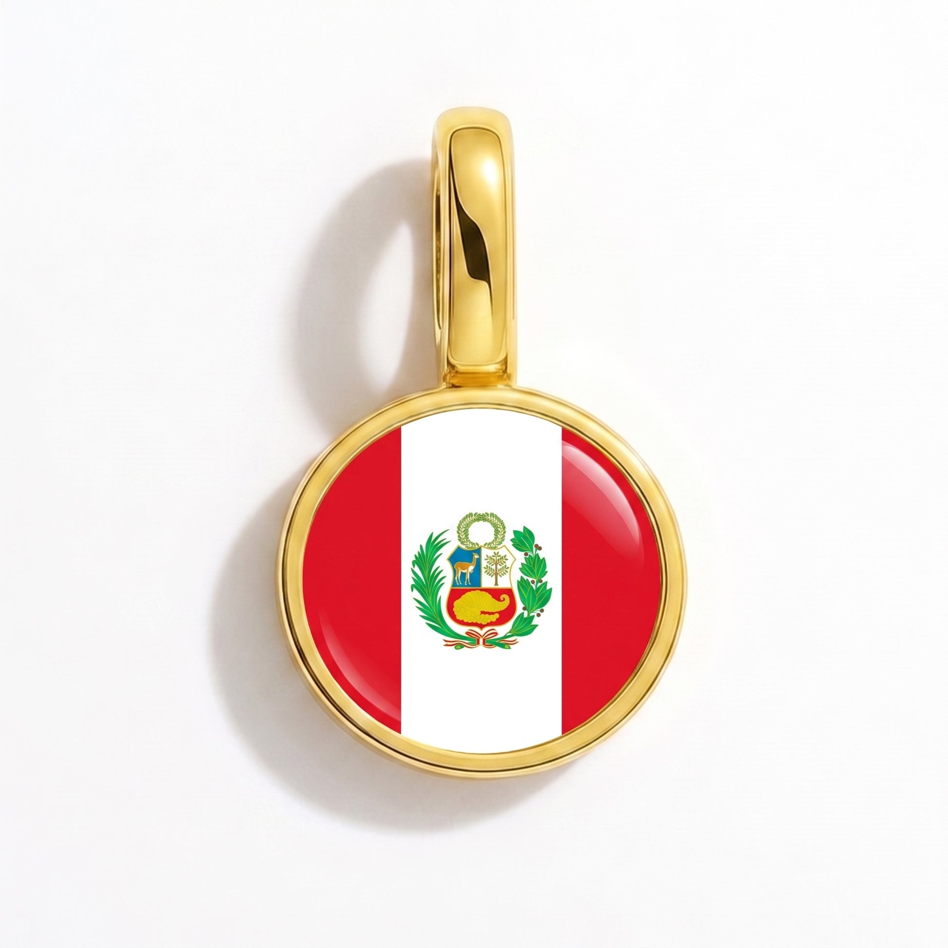 Flaggcharm Peru – rund guld