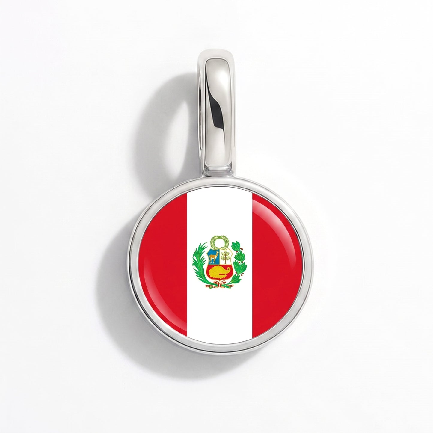 Flaggcharm Peru – rund silver