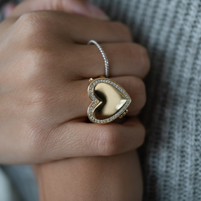 Medallion ring med foto - Hjärta