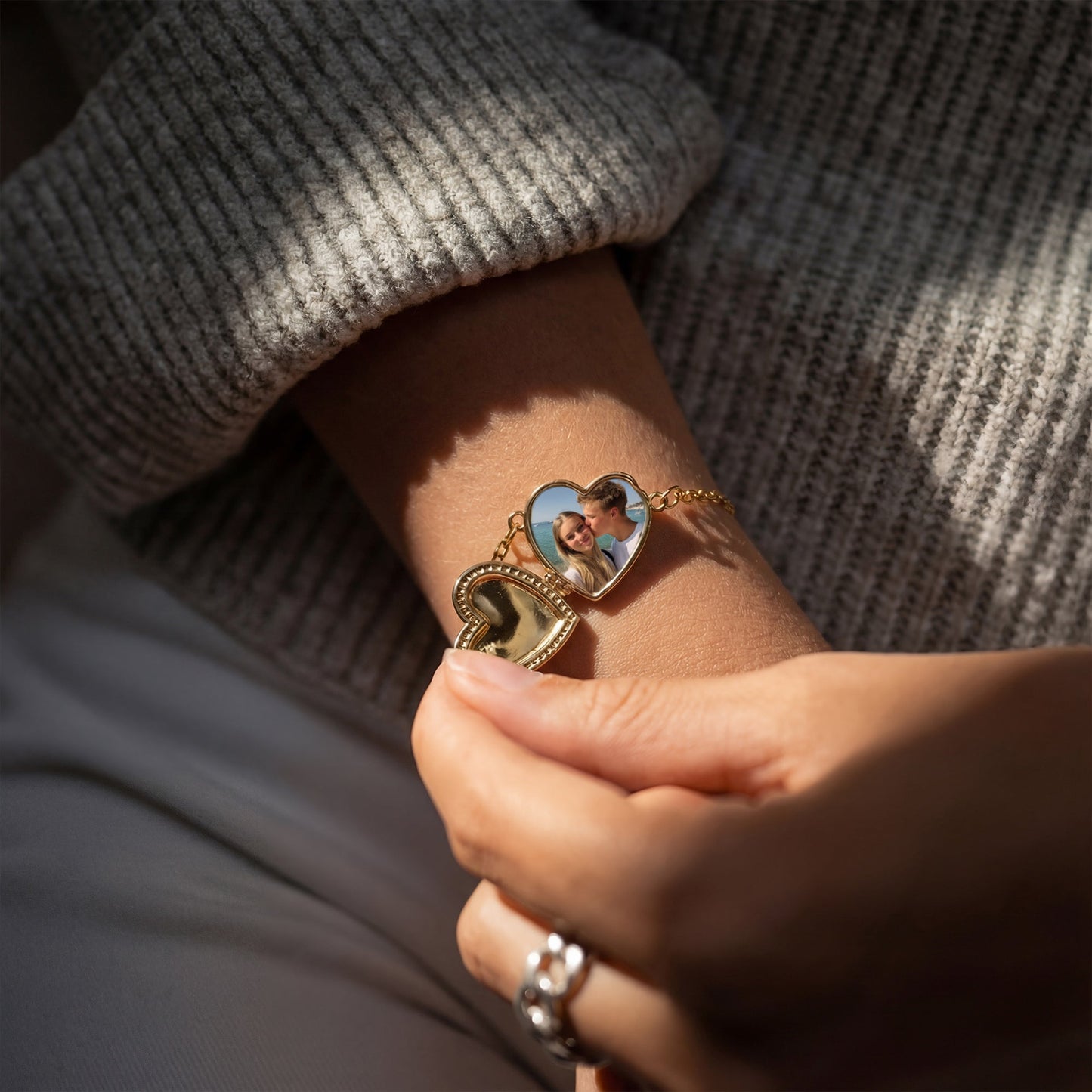 Medallion armband med foto - Hjärta