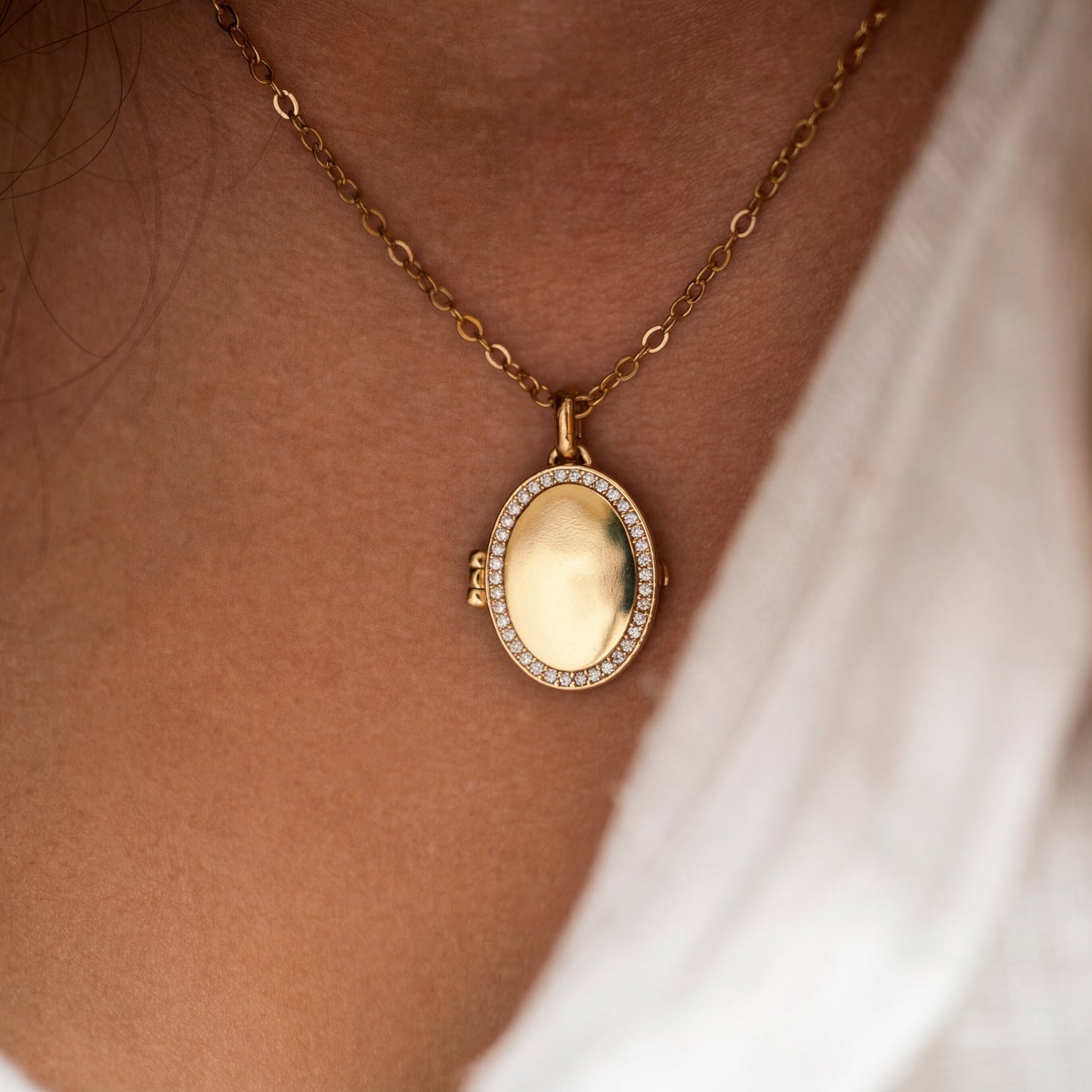 Medallion halsband med foto - Oval