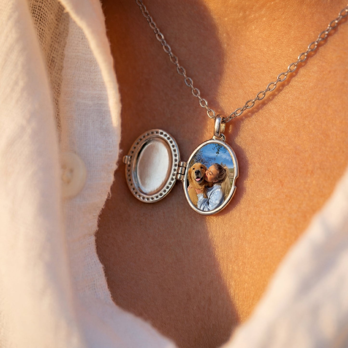 Medallion halsband med foto - Oval