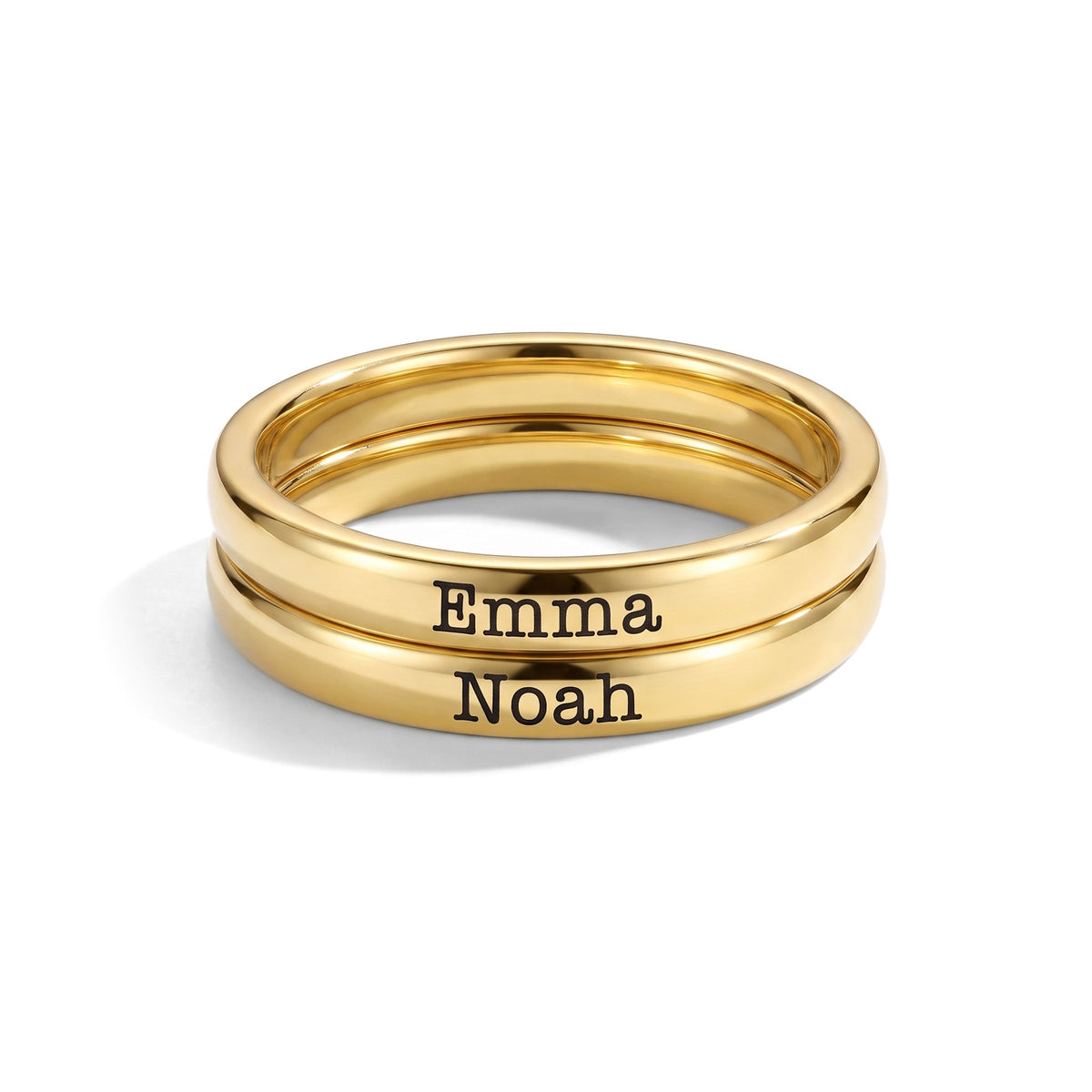 Tunn stapelbar namnring – guld – 2 ringar staplade