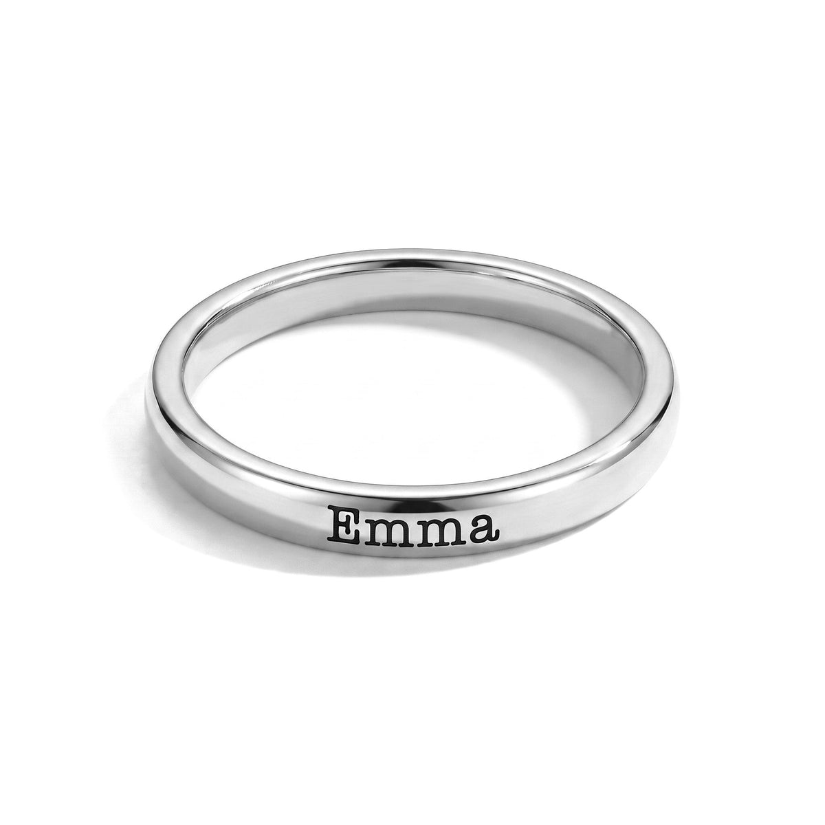 Tunn stapelbar namnring – silver – produktbild