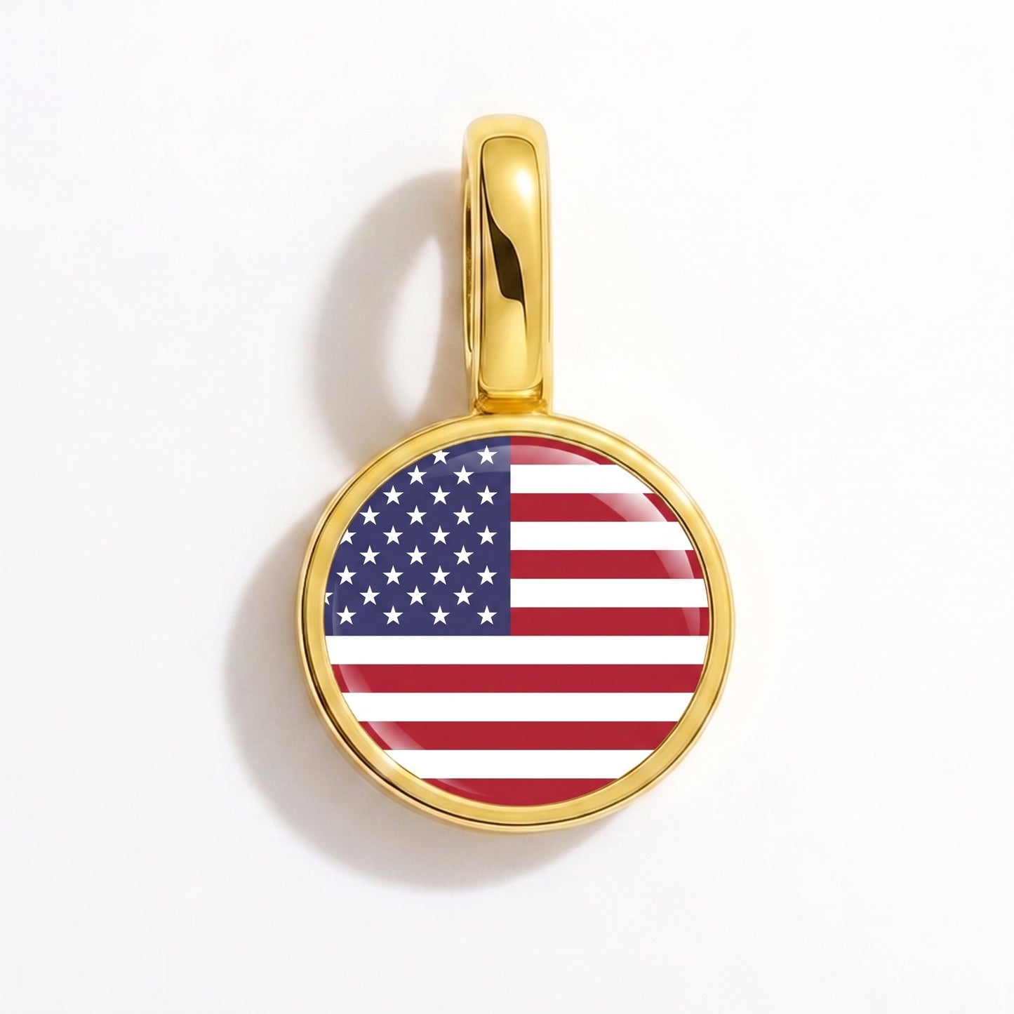 Flaggcharm USA – rund guld