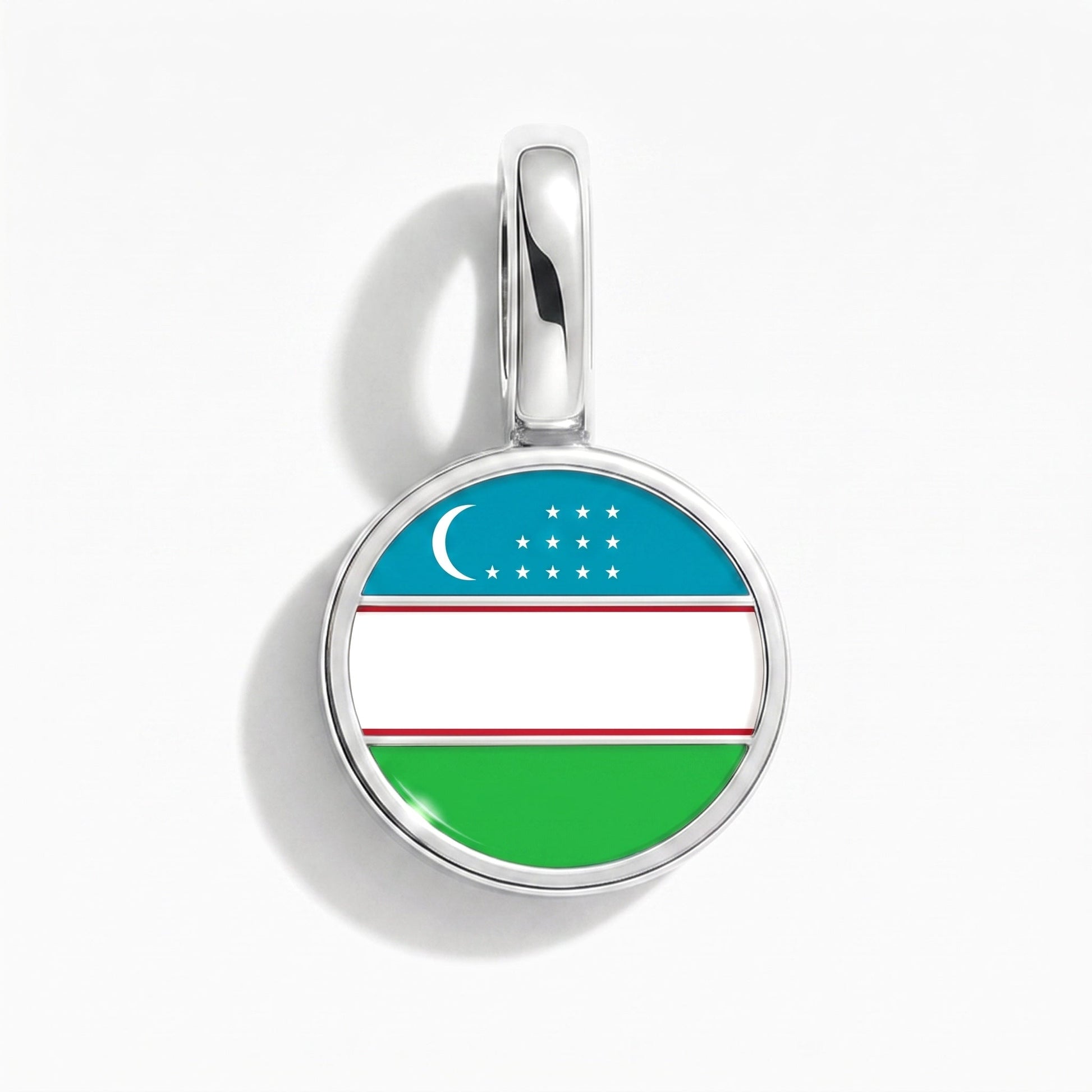 Flaggcharm Uzbekistan – rektangulär silver